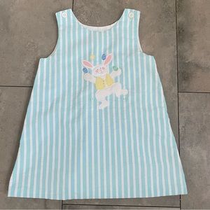 Kelly's Kids blue striped Easter bunny spring shift dress size 4T